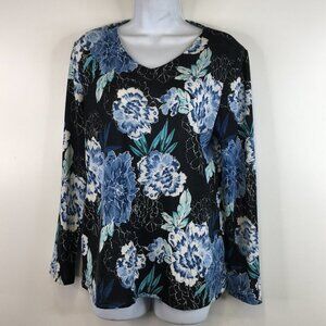 Chico’s Floral Top Long Sleeves Tee Size 1
